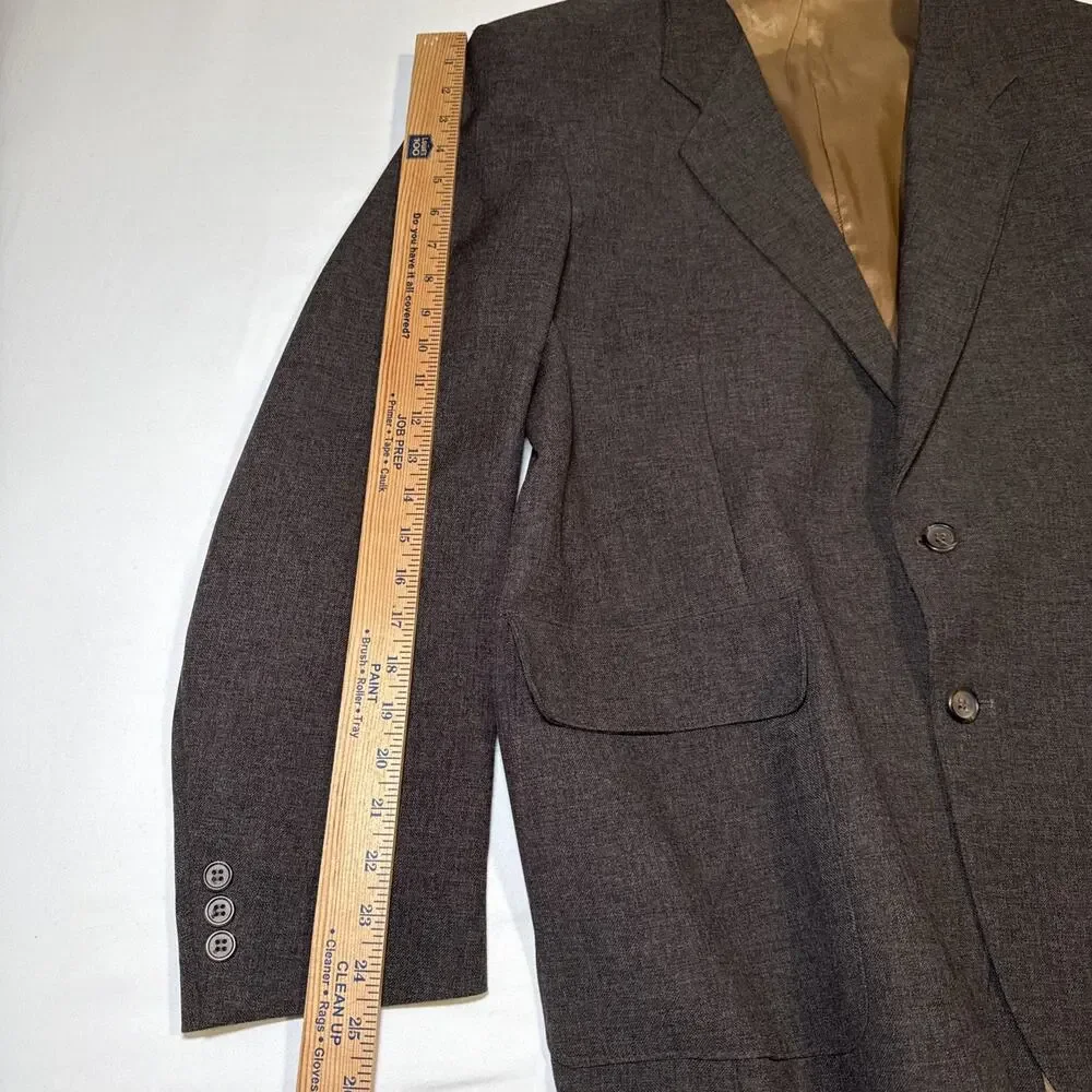 VTG Levis Sportswear 2-Button Action Suit Blazer Jacket Dark Brown Mens 44 R EUC